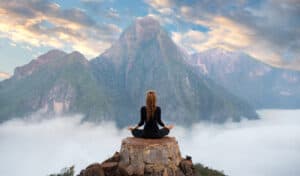 Benefits of Meditation, serenity on mountain side