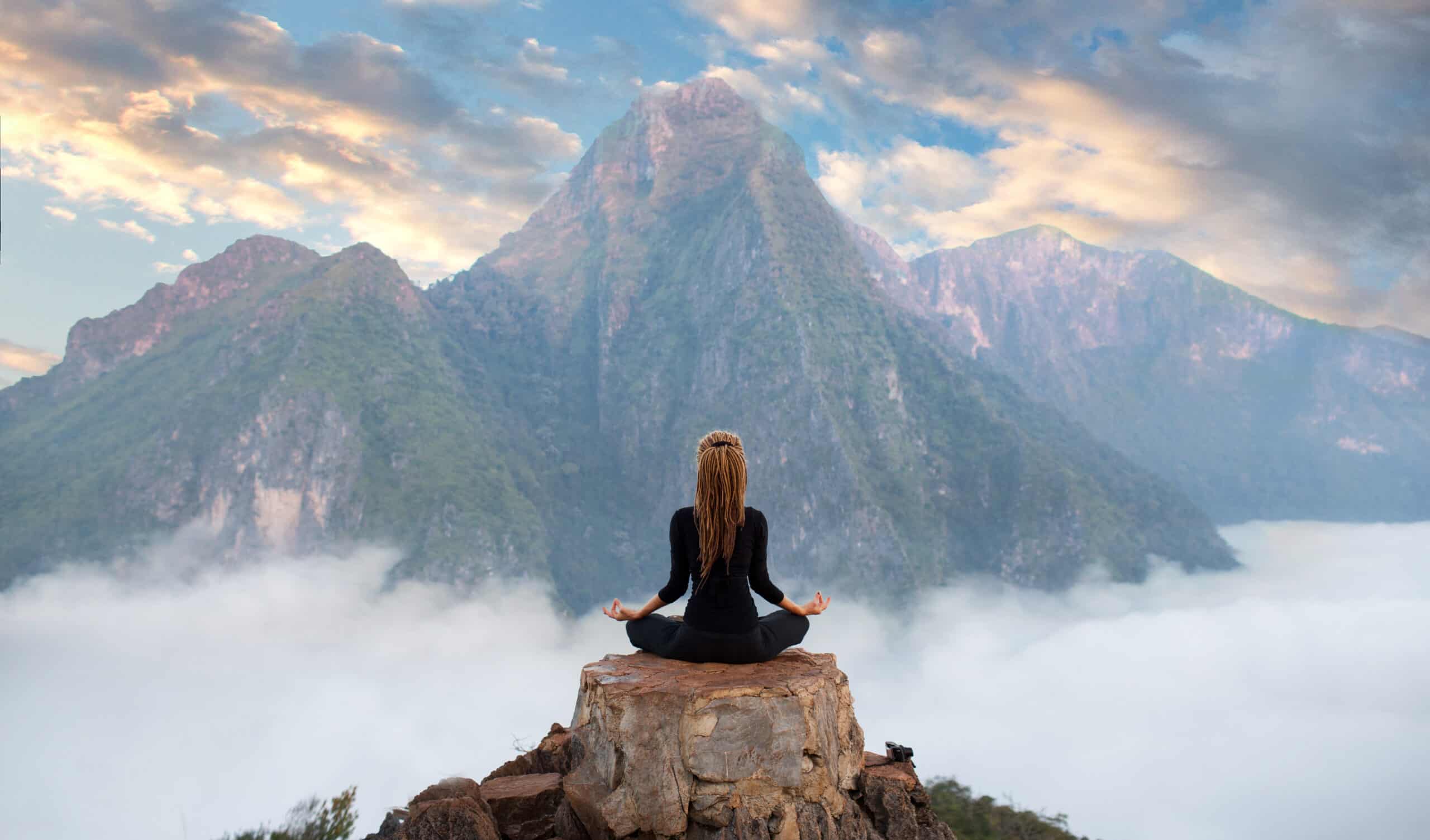 Benefits of Meditation, serenity on mountain side